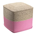 Two Tone Woven Ottoman With Natural And Pink Color Design For Living Room