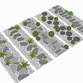 Different Garden Path Designs With Stone Slabs Gravel And Small Shrubs
