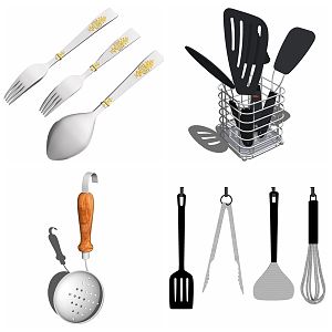 Modern Kitchenware Tableware Combination Cookware Shovel Fork Spoon Home 3d model