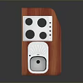 Compact Computer Device With Wooden Surface White Body Control Panel Circular Buttons And Rectangular Slot