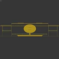 Luxury Modern Bathtub In Bathroom With Round Illuminated Mirror Gold Accents And Gray Marble Countertop