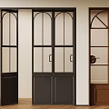Stylish Interior Doors Featuring Arched Glass Black Brown And Double Panel Designs 3d model
