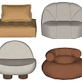 Modern Sectional Sofas In Beige White Brown With Round And Square Designs 3d model