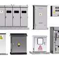 Industrial Electrical Control Cabinets with Various Designs Metal Enclosures Warning Signs and Control Panels