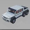 White Six Wheel Pickup Truck With Modern Rugged Design And Red Seats