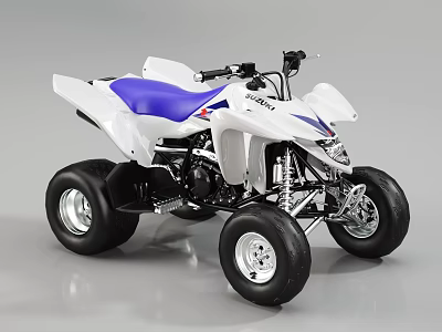 Sporty White ATV Motorcycle With Blue Seat And Four Wheels Design 3d model Sporty White ATV Motorcycle With Blue Seat And Four Wheels Design 3d model