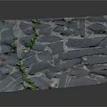 Natural Gray Irregular Stone Slab Pavement With Green Moss Growth