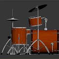 Shiny Red Drum Set Musical Instruments And Art Supplies With Metal Cymbals And Reflection