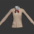 Beige Cardigan Outfit With White Shirt And Red Bow Tie For Casual Fashion Look