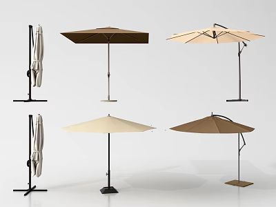 Outdoor Patio Umbrellas Brown and Beige with Sturdy Stands for Garden Shade 3d model