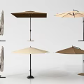 Outdoor Patio Umbrellas Brown and Beige with Sturdy Stands for Garden Shade