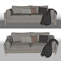 Modern Multi-person Sofa Casual Sofa Double Sofa Blanket Sofa Blanket Pillow 3d model