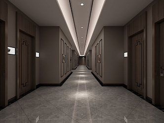 New Chinese Hotel Aisle Corridor 3d model