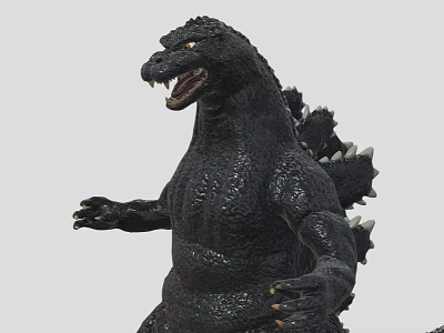 Godzilla Game Movie Character Featuring Black Scaly Skin Open Mouth and Dorsal Fins 3d model