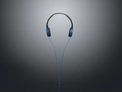 High Quality Blue Wired Headphones With Modern Design And Comfortable Fit 3d model