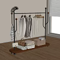 Stylish Clothes Rack with Hanging Jackets Hats and Shelf Holding Handbag Folded Clothes Basket