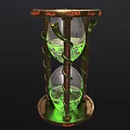 Vintage Decorative Ornament Set With Green Liquid Hourglass And Snake Design Metal Frame