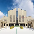 Modern Hotel Building With Wooden Exterior Geometric Design And Green Lawn