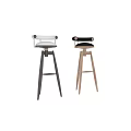 Modern Bar Stools With Metal And Wooden Frames White And Black Upholstered Seats