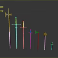 Various Medieval Metal Weapons Collection With Handles On Black Background