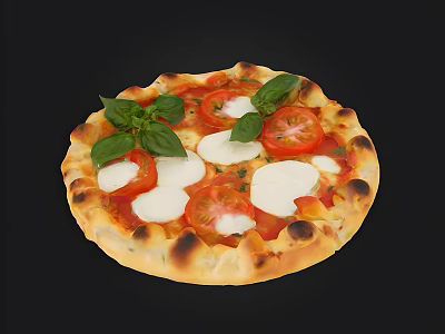 Fresh Handmade Pizza Topped With Tomato Slices Mozzarella And Basil Leaves 3d model