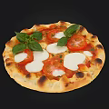 Fresh Handmade Pizza Topped With Tomato Slices Mozzarella And Basil Leaves