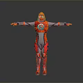 Red And White Superhero Character In Futuristic Costume With Blue Circular Emblem And Extended Arms