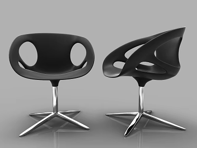 Modern Black Leisure Chairs With Hollow Out Design And Silver Star Base 3d model
