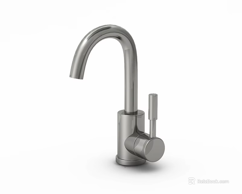 Modern Kitchen Faucet With Sleek Design Shiny Metal Finish And Single Handle 3d model 