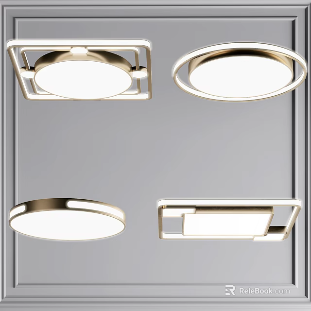Modern Ceiling Lights With Square Round Shapes And Stylish Metal Frames 3d model