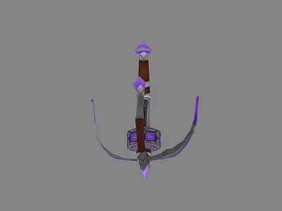 Purple And Brown Decorative Bow Weapon With Intricate Design And Ornate Details 3d model