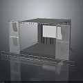 Scenic Stage Structure With Metal Frame Transparent Panels And Reflective Platform