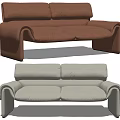 Modern Leather Two Seater Sofa Design In Brown And Beige Colors