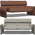 Modern double sofa Swiss leather double sofa 3d model