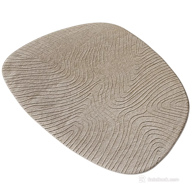 Modern Stylish Irregular Shaped Light Brown Rug With Wave Pattern Design 3d model