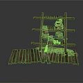 Multi tiered Wooden Shelf With Clay Pots And Baskets On Wooden Plank Base