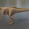 Reptile Dinosaur With Striped Skin And Dorsal Structure In Standing Posture