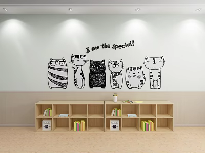 Decorative Hanger Decoration Animal Cat Background Wall Decorative Painting Children's Display 3d model