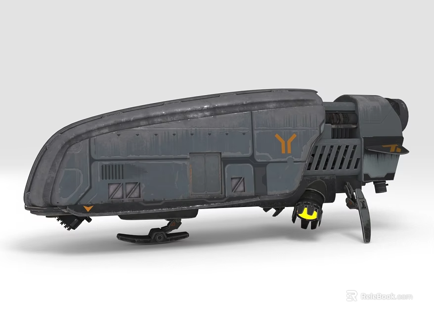 Detailed Sleek Gray Helicopter with Futuristic Design Yellow Landing Gear and Cockpit Windows 3d model 