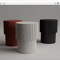 Modern Cylindrical Coffee Tables With Vertical Stripes Design In Orange White Black