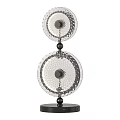 Transparent Glass Decorative Ornament Set With Circular Design And Black Accents