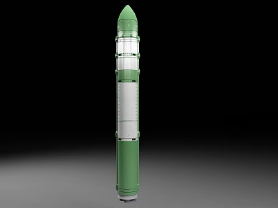 Tactical Green Military Missile Featuring Vertical Standing And Segmented Cylindrical Structure 3d model