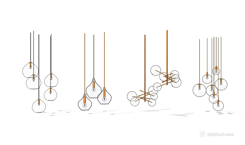 Modern Chandelier Designs Featuring Unique Shapes Glass Shades And Metal Frames For Interior Spaces 3d model 