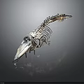 Complete Anatomical White Reptile Skeleton Structure On Dark Reflective Background