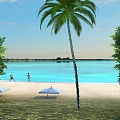 Beach Dusk Holiday Beauty Pool Tropical Tree Marina 3d model