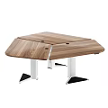 Wooden Top Office Desk With Metal Frame And Adjustable Modern Workspace