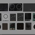 Modern Induction Cooktops With Various Designs For Kitchen Appliances 3d model