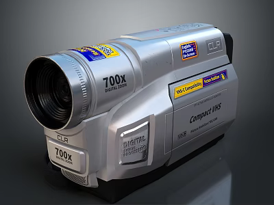 Silver Compact VHS Camcorder Electronic Device With 700x Zoom And Super Extended Feature 3d model