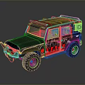 Military Off Road Vehicle With Black Body Red AVADO Lettering Roof Rack And Large Tires