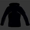 Navy Blue Hooded Jacket With Zipper Closure And Functional Pockets Design 3d model